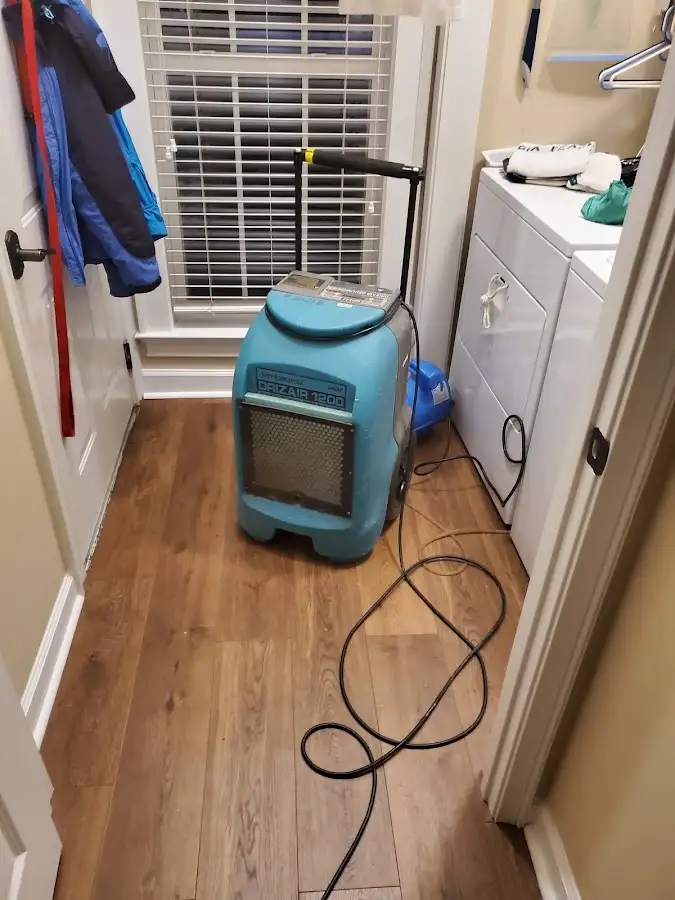 Commercial dehumidifier deployed for Flood Damage Cleanup in Woodward